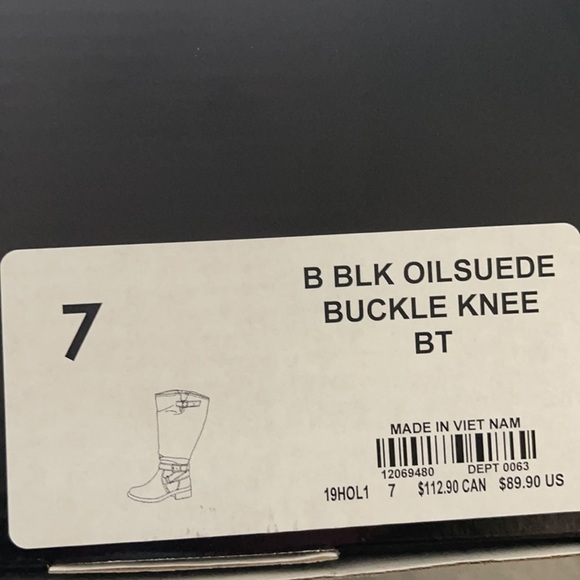 TORRID BOOTS NWT BLACK OIL SUEDE BUCKLE KNEE-HIGH BOOTS - Picture 5 of 14